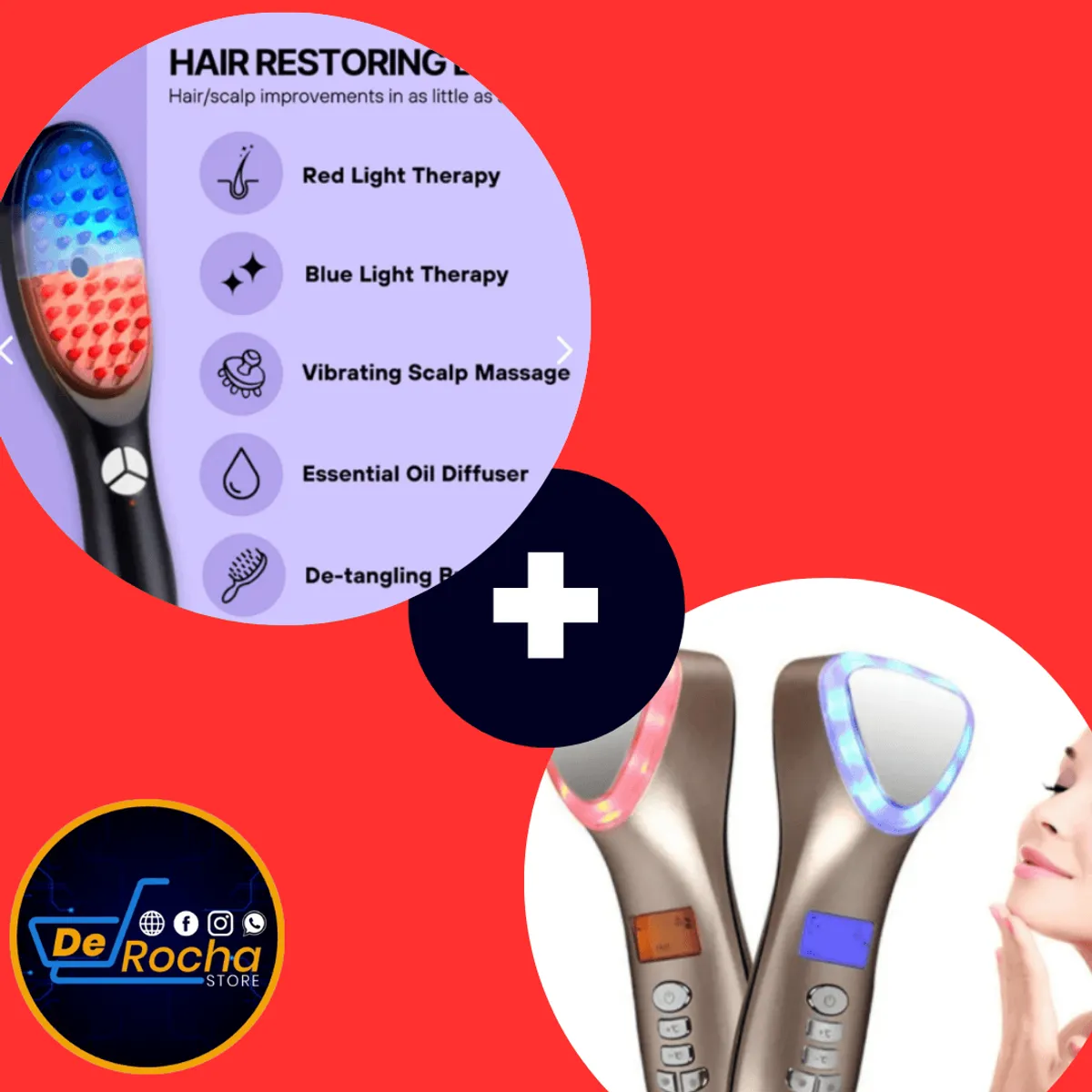 Combo Masajeador Facial Frío/Calor + Cepillo Capilar
