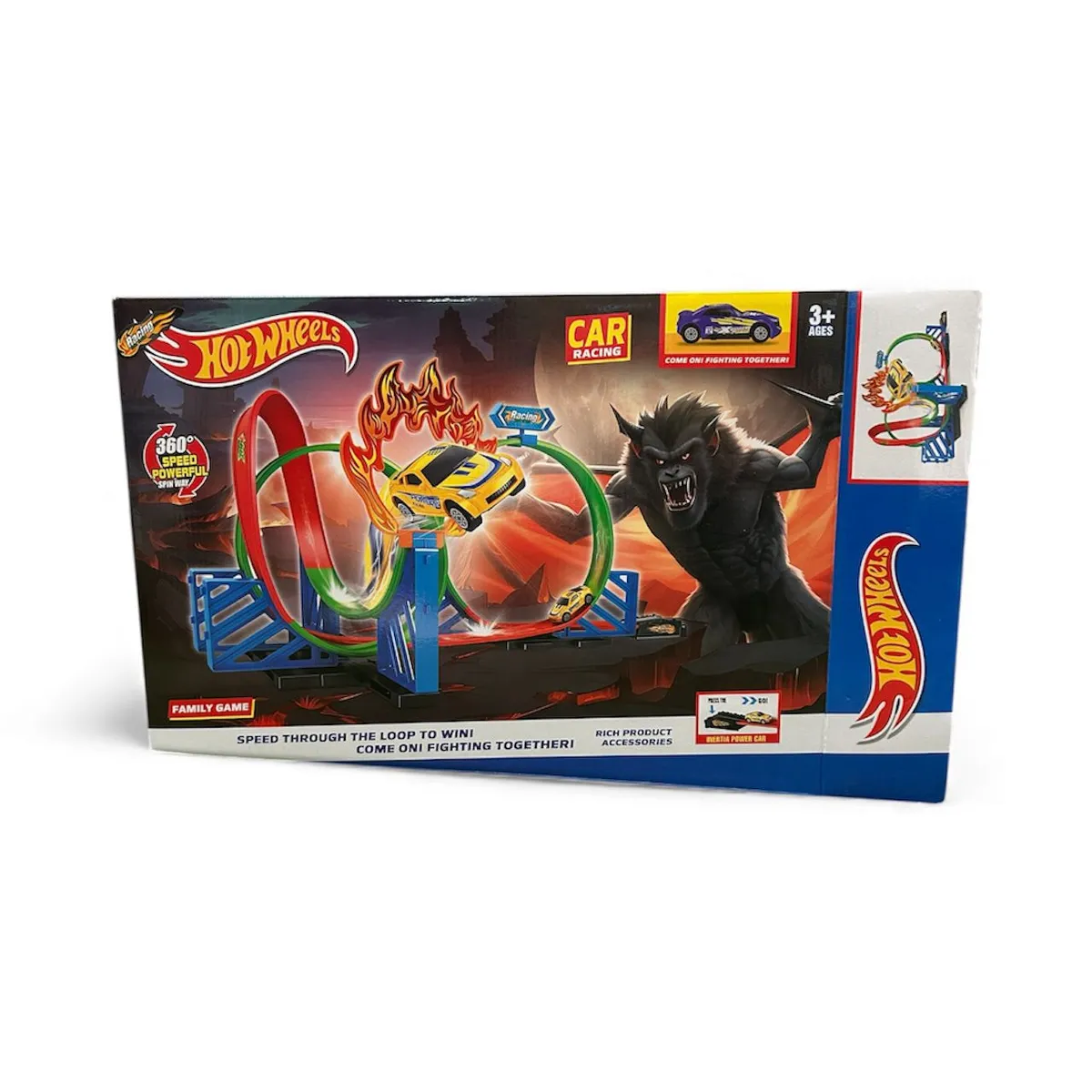 Pista de Carro con Rizo 360° y Figura Coleccionable
